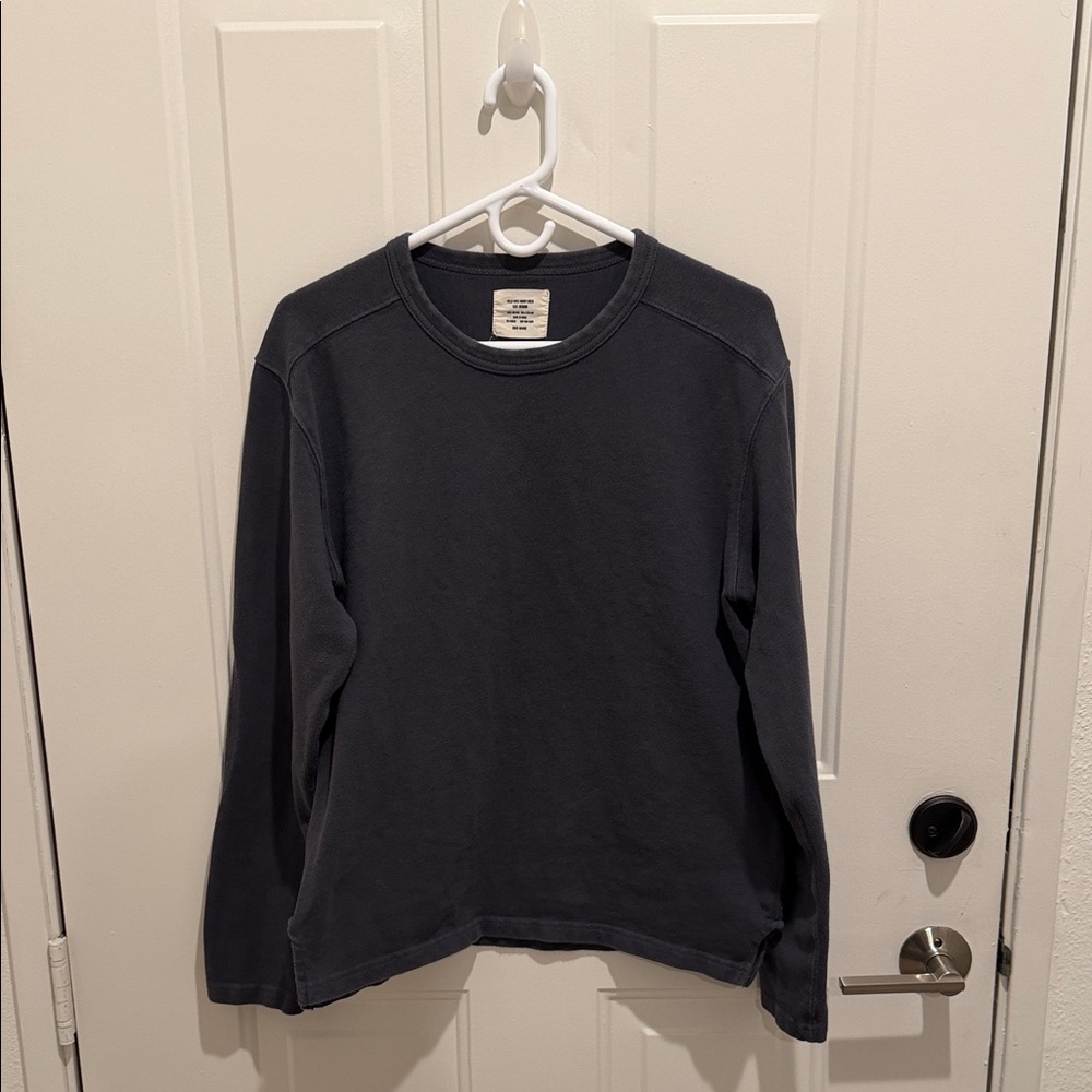 Buck Mason dark blue field spec rugby crew medium